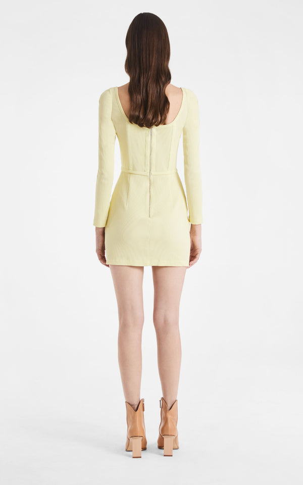 Ribbed Corset Mini Dress (Lemon)