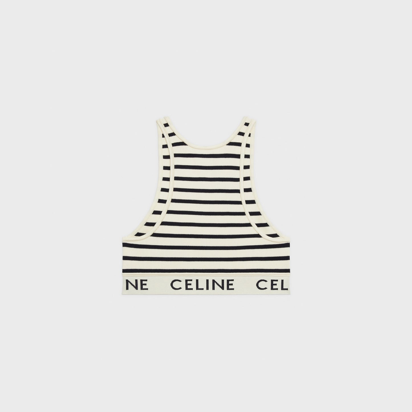 Celine Striped Mesh Sports Bra