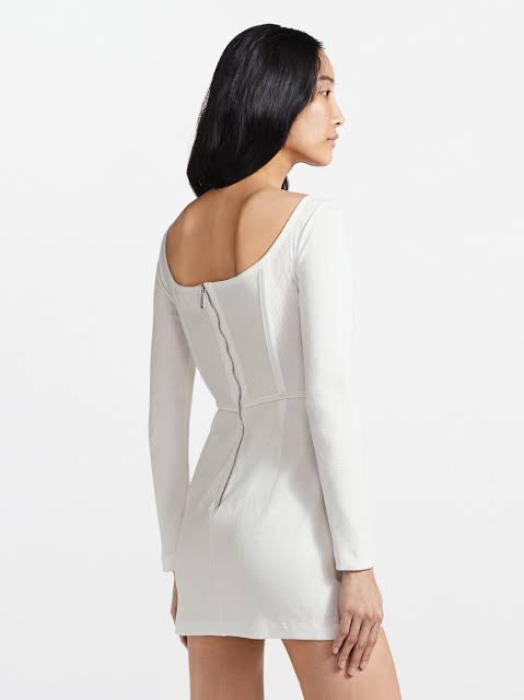Ribbed Corset Mini Dress (White)